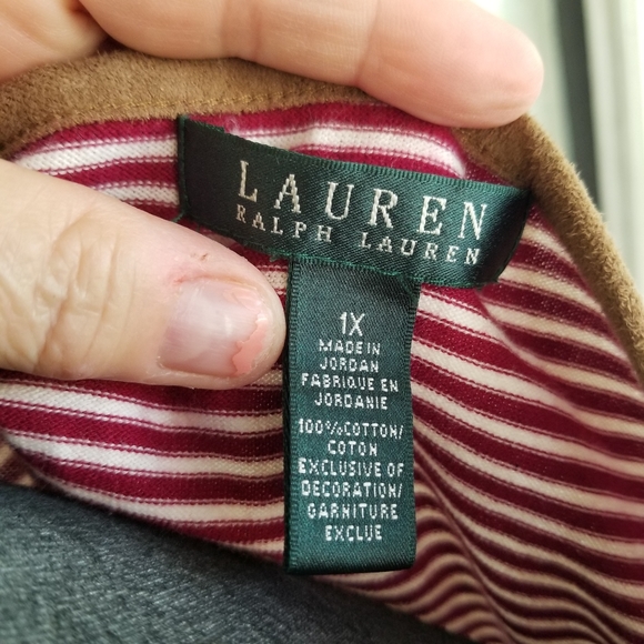 Plus size 1X Lauren Ralph Lauren casual striped top, w/ tab sleeves - Picture 7 of 7